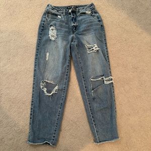 Blue revival distressed jeans, size 26